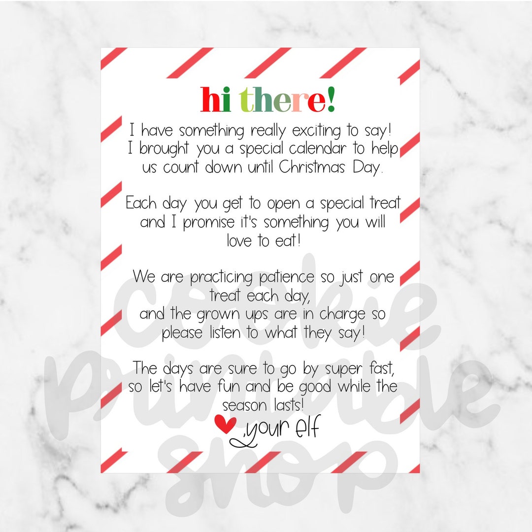 Elf Advent Calendar Printable Poem - Etsy