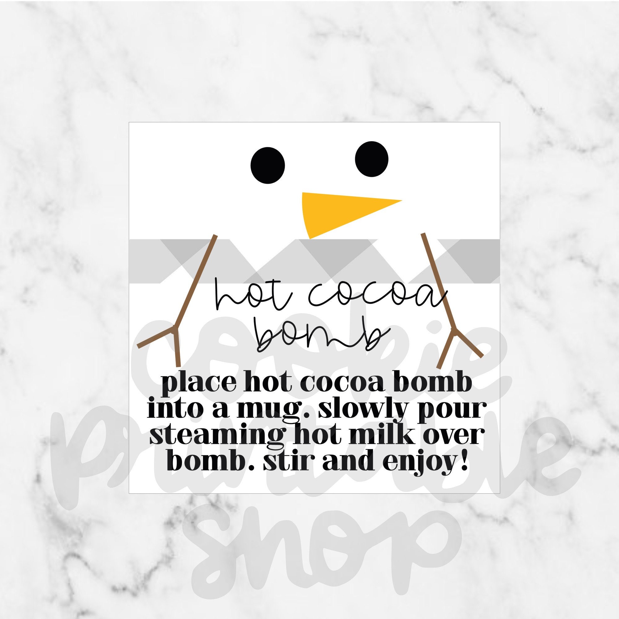 Hot cocoa bomb instructions TAG printable tag instant