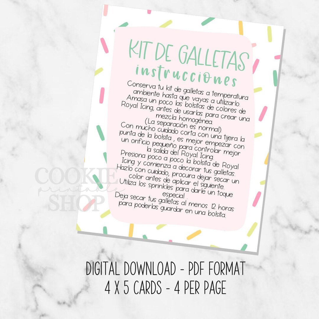 DIY Cookie Kit Instructions in Spanish PRINTABLE CARD Etsy