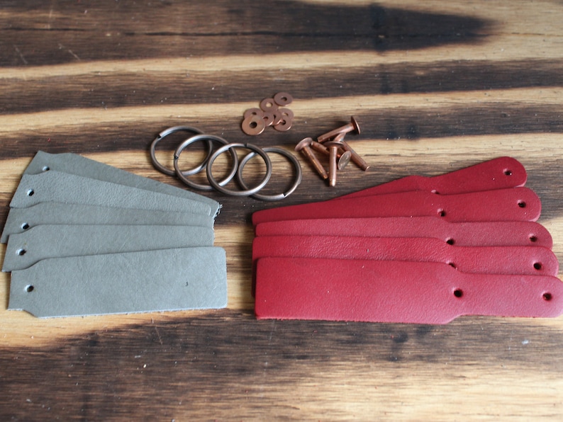 leather key fob OSU Scarlet and Gray Leather Key fobchain kit OHIO ohio key fob kit leather key chain