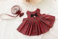 Red Flannel Rabbit Harness Dress with Leash: Checkered Cotton, Handmade product logo