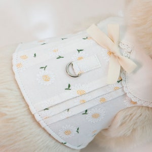 Harness for Only Rabbit , Check pattern shirts harness, dress harness and leash (White Daisy Flower)
