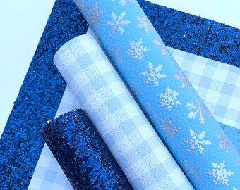 Christmas faux leather, Glitter fabric,DIY hairbows, texture faux leather, snowflakes faux leather,Christmas fabric,Leather earrings, Bundle