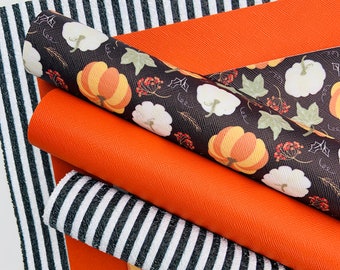 Faux leather sheets, Pumpkin, Fall faux leather. DIY hairbows. Faux leather. Printed faux leather. Pumpkin fabric.Faux leather earring