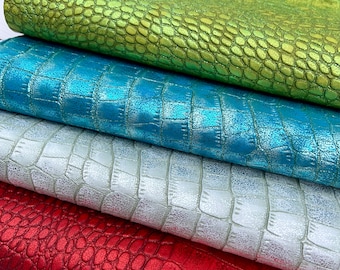 Rainbow Snake Leather Hides //// Genuine Leather //// Metallic Colorful Snake Print