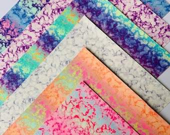 Glitter faux leather sheets. Tie dye fabric, Hairbows, Multicolor fabric, Purple glitter fabric, Canvas fabric.DIY Hairbows. Glitter fabric.