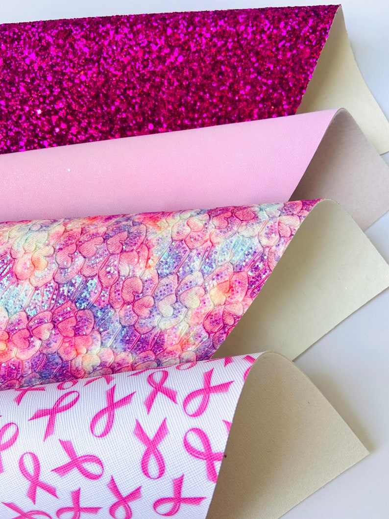 Faux Leather Sheets. Cancer Awareness. Faux Leather.printed Etsy