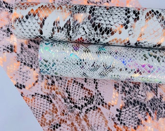 Láminas de piel sintética, Estampado de serpiente, Lazos para el pelo DIY, Piel sintética con estampado de serpiente, Lámina de piel sintética estampada, Pendientes de piel, Piel sintética dorada, Pendientes