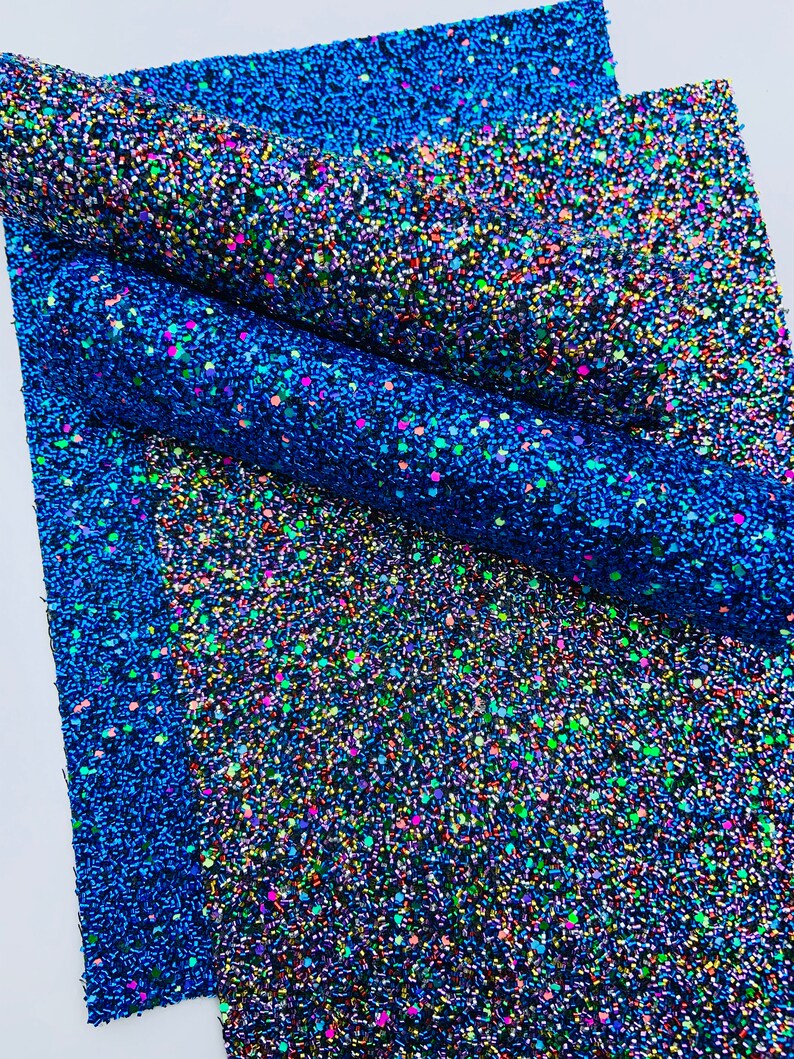 Glitter Fabric Tinsel/rainbow Fabric Blue Canvas Sheets DIY Etsy