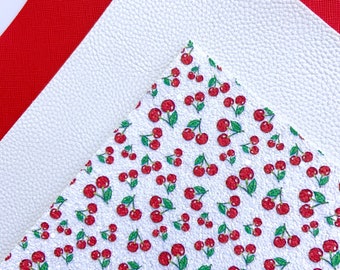 Faux leather sheets, Cherry print, Glitter fabric, DIY hairbows, Printed faux leather, Glitter sheets, Lather hair bow.
