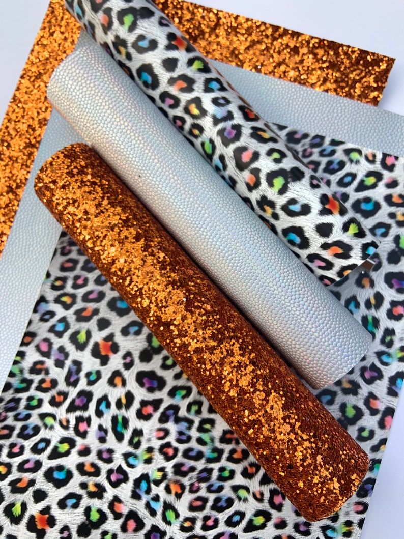 Faux Leather Sheets Orange Glitter Sheets DIY Hair Bows Etsy