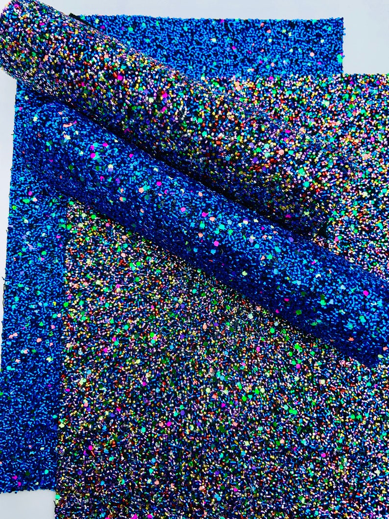 Glitter Fabric Tinsel/rainbow Fabric Blue Canvas Sheets DIY Etsy