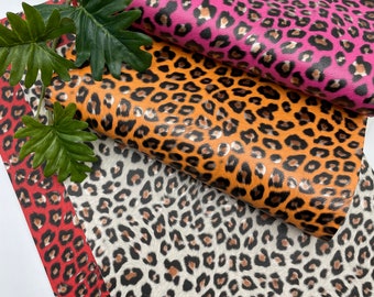 Faux leather sheets, Glossy leopard print, Leather sheet, faux Leather hair and earring supplies. Printed faux leather, Leopard Leather