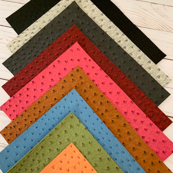 Ostrich faux leather sheets. Texture faux leather. Leather hairbows. Leather earrings. Faux leather fabric. DIY hairbows,  Ostrich print.