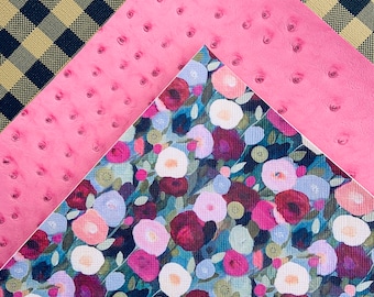 Floral faux leather sheets,Floral fabric. Pink faux leather,DIY leather,Leather hair bow.Leather pieces.Printed faux leather. Leather fabric