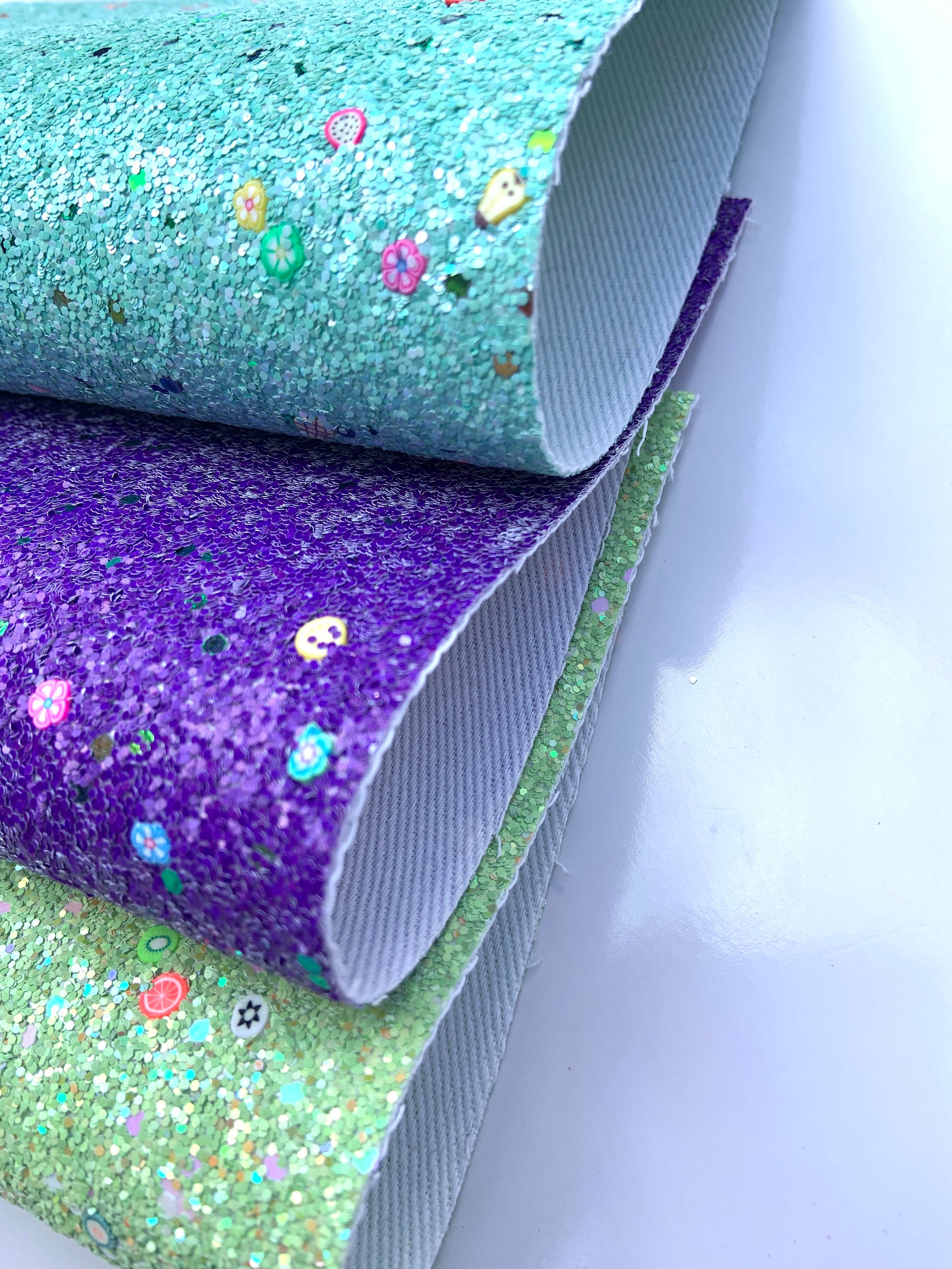 Glitter Fabric Fruits and Flowers DIY Hair Bows Chunky Etsy