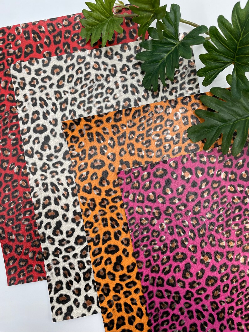 Faux Leather Sheets, Glossy Leopard Print, Leather Sheet, Faux Leather ...