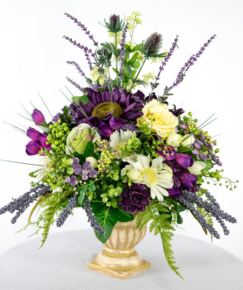 Artificial Flowers Bouquet in Purple and Yellow Tones Faux Etsy