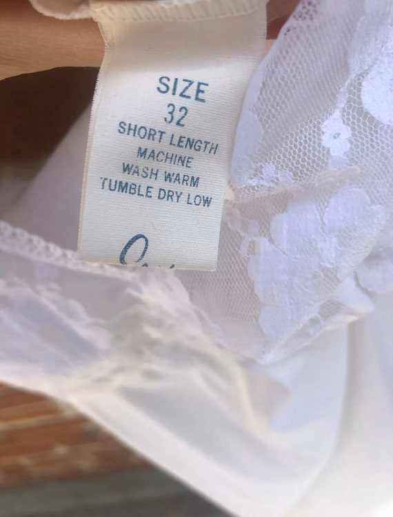 Vintage 70s White Bridal Lace See Through Slip - image 7