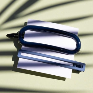Byron - Pinzas para el cabello ovaladas y rectangulares en azul y azul marino (paquete de 2)