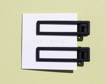 Lu Lu - Black Metal Rectangle Hair Clip 2pk