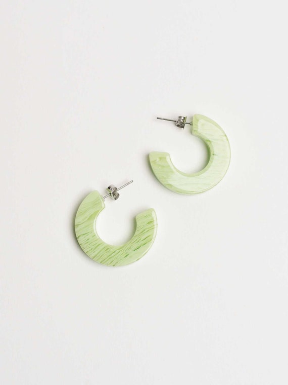 Green resin hoop earrings shop