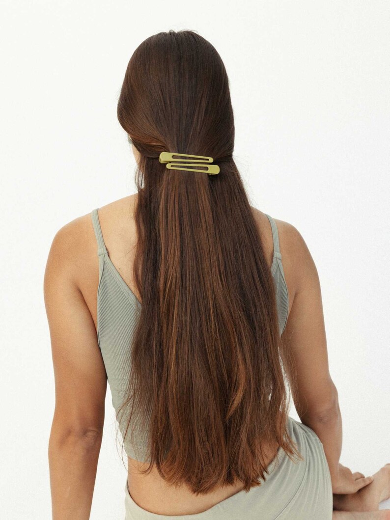 Triangle Olive Green Hair Clip 2 pk image 4