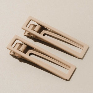 Lu Lu Mocha - Cream Tan Neutral Hair Clips 2 pk