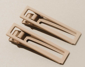 Lu Lu Mocha - Cream Tan Neutral Hair Clips 2 pk