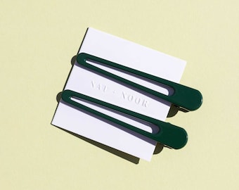 Triangle - Forest Green Hair Clip 2 pk