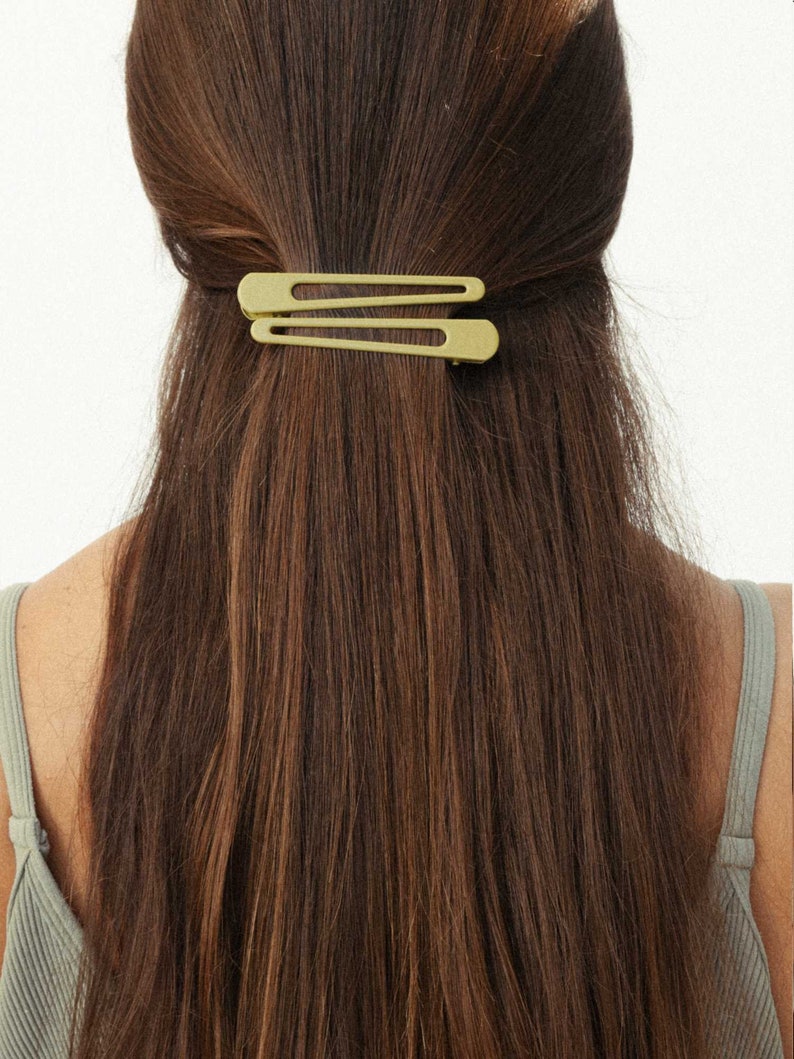 Triangle Olive Green Hair Clip 2 pk image 2