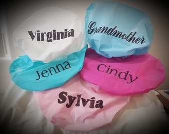 Shower Cap Personalized Cute Rainbow Colors. Now offering 4 different Sizes!