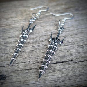 Ringed Sword Earrings - Bone Sword, Sword Earrings, Blade Earrings, Silver, Steel, Gaming, Renfaire, Dark Fantasy, Dark Knight