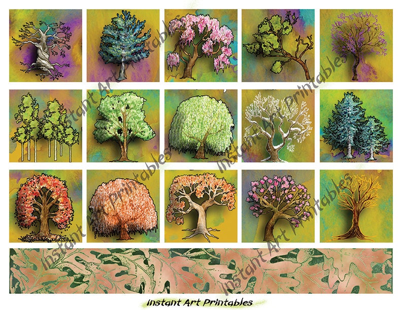 Printable Tree Art 2x2 Squares Downloadable Art Etsy