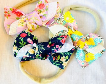 floral bows baby bows flower bows girl headbands girl bows first birthday bows