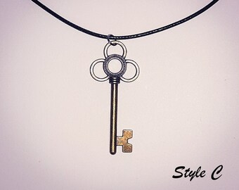 Bronze Skeleton Key Charm Necklaces-Antique Key Talisman-Key Charm Symbol-Metaphysical Pagan Witch Amulet-Handmade Jewelry-Get Yours Now!