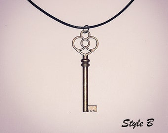 Bronze Skeleton Key Charm Necklaces-Antique Key Talisman-Key Charm Symbol-Metaphysical Pagan Witch Amulet Handmade Jewelry-Get Yours Now!