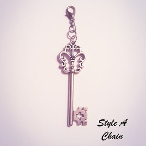 Silver Skeleton Key Keychain-Silver Antique Key Charm-Metaphysical Symbol Talisman-Pagan Ritual Amulet-Altar Tool Charm Decor-Get Yours Now!