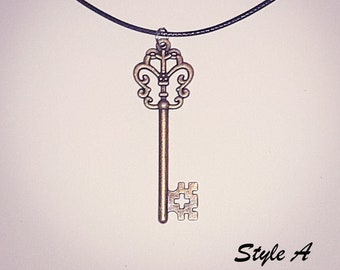 Bronze Skeleton Key Charm Necklaces-Antique Key Talismans-Key Charm Symbol-Metaphysical Pagan Witch Amulet-Handmade Jewelry-Get Yours Now!