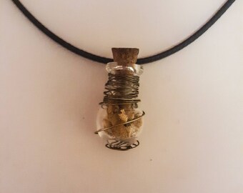 Mini Spell Jar Pendant Necklace-Wire Wrapped Floral Spell Bottle Necklace-Herbal Spell Jar Jewelry-Pagan Witch Flower Jewelry-Get Yours Now!
