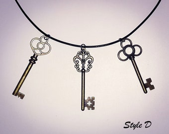 Bronze Skeleton Key Charm Necklace-Bronze Antique Key Talisman-Metaphysical Symbol-Bronze Key Amulet-Handmade Ritual Jewelry-Get Yours Now!