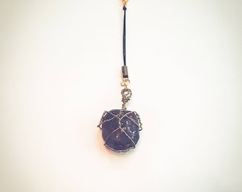 Crystal Pendant Cord Keychain-Wire Wrapped Stone Keychain-Raw Tumbled Stone-Metaphysical Crystal Amulet-Chakra Stone Charm-Get Yours Now!