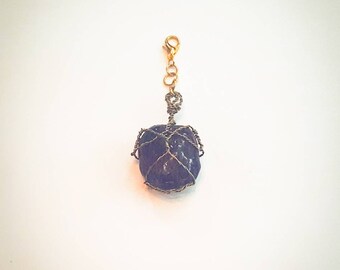 Crystal Pendant Chain Keychain-Wire Wrapped Stone Keychain-Raw Tumbled Stone-Metaphysical Crystal Amulet-Chakra Stone Charm-Get Yours Now!