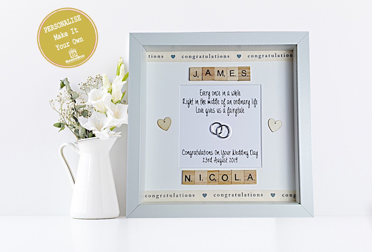 Custom Wedding Photo Frame, Wooden Wedding Couple Pictures Frames, Home