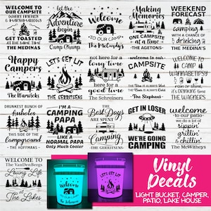 Camping Bucket DECAL ONLY | Fits 5 Gallon Bucket | Bucket/Light NOT Included | D.I.Y. Light Bucket | Mothers Day Gift | Memorial Day