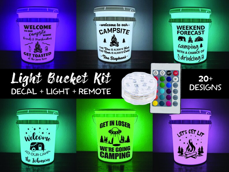 Light Bucket KIT for Camping Bucket Decal and Light With Etsy