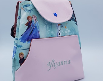 Gepersonaliseerde Frozen meisjesrugzak en roze imitatie