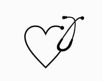 Nurse Heart Stethoscope SVG Cut File