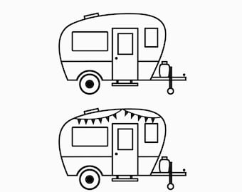 Camper SVG Cut File with and without banner
