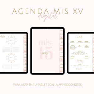 Agenda Digital para Quinceañera en español, Mis Quince Spanish digital planner